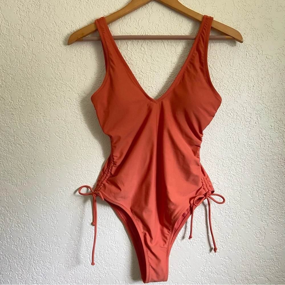 Cupshe Carolina Drawstring Ruched Tummy Control One Piece Swimsuit